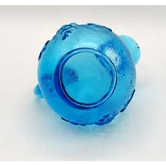 Vintage Glass Pitcher Kanawha Blue Grape Leaf Design, Charming Piece 4 Inch - Picture 10 of 12